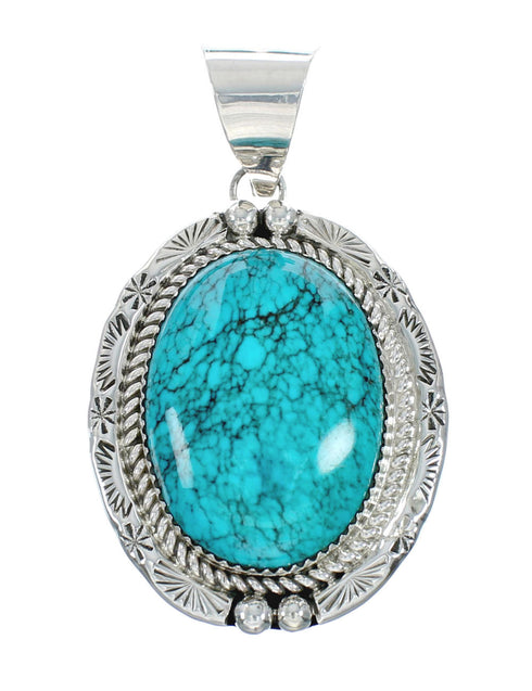 Turquoise Sterling Silver Navajo Pendant Bead Necklace X10640